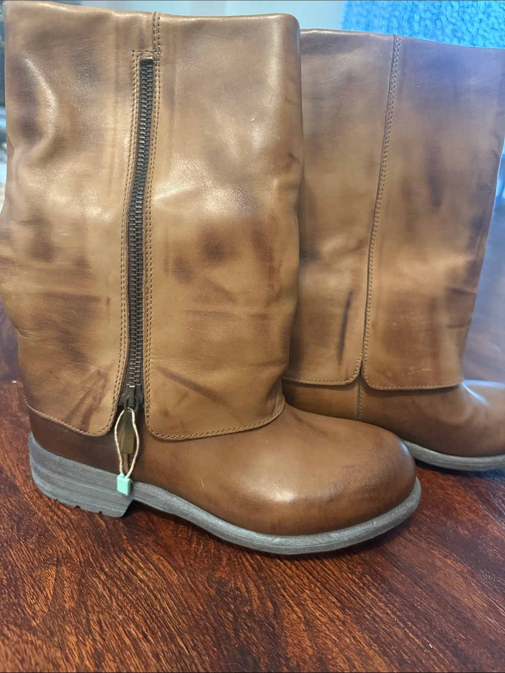 Women's Brown Leather Combat Boots
